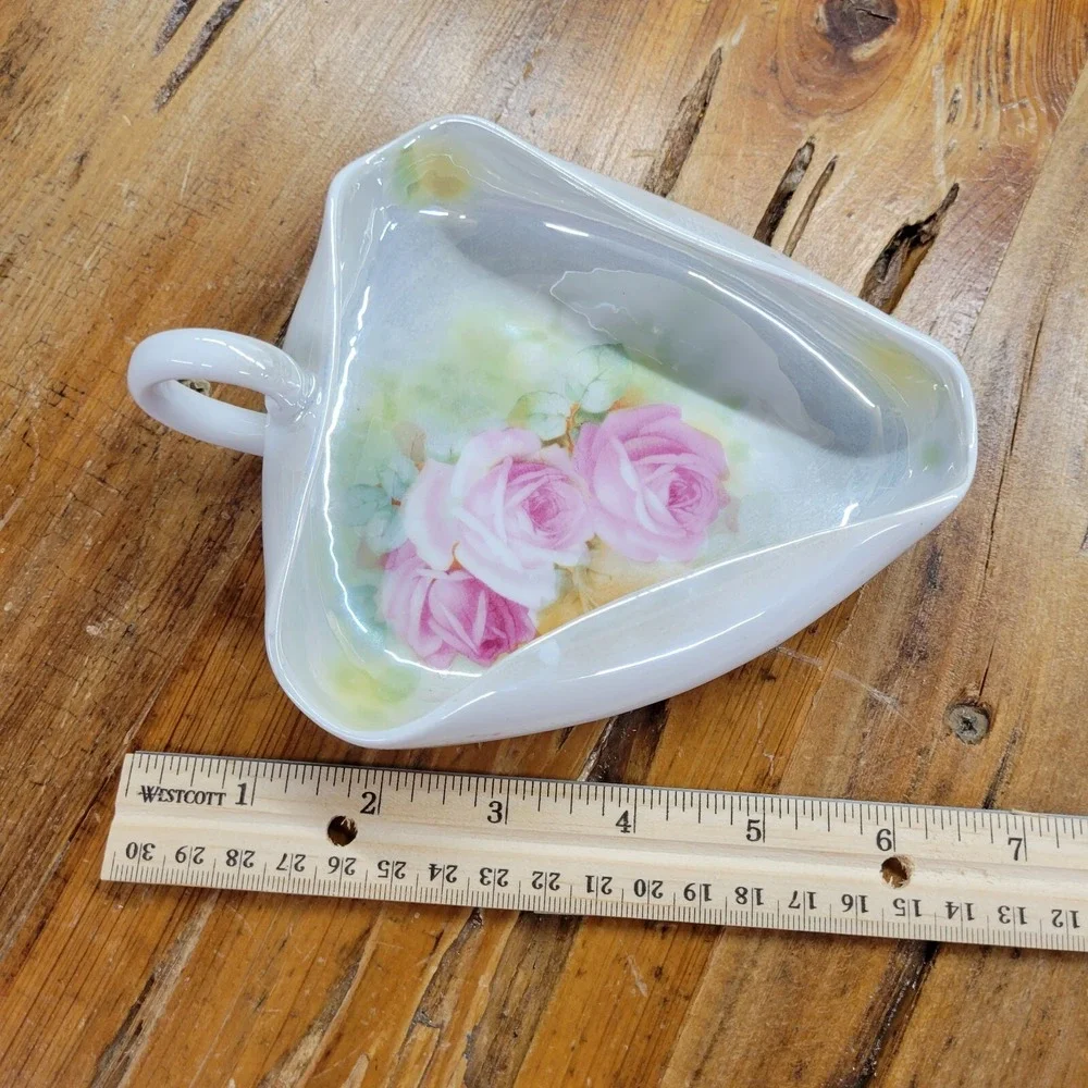 Royal Bayreuth Bavaria Pink Rose Iridescent Luster Porcelain Nappy Trinket‎ Dish